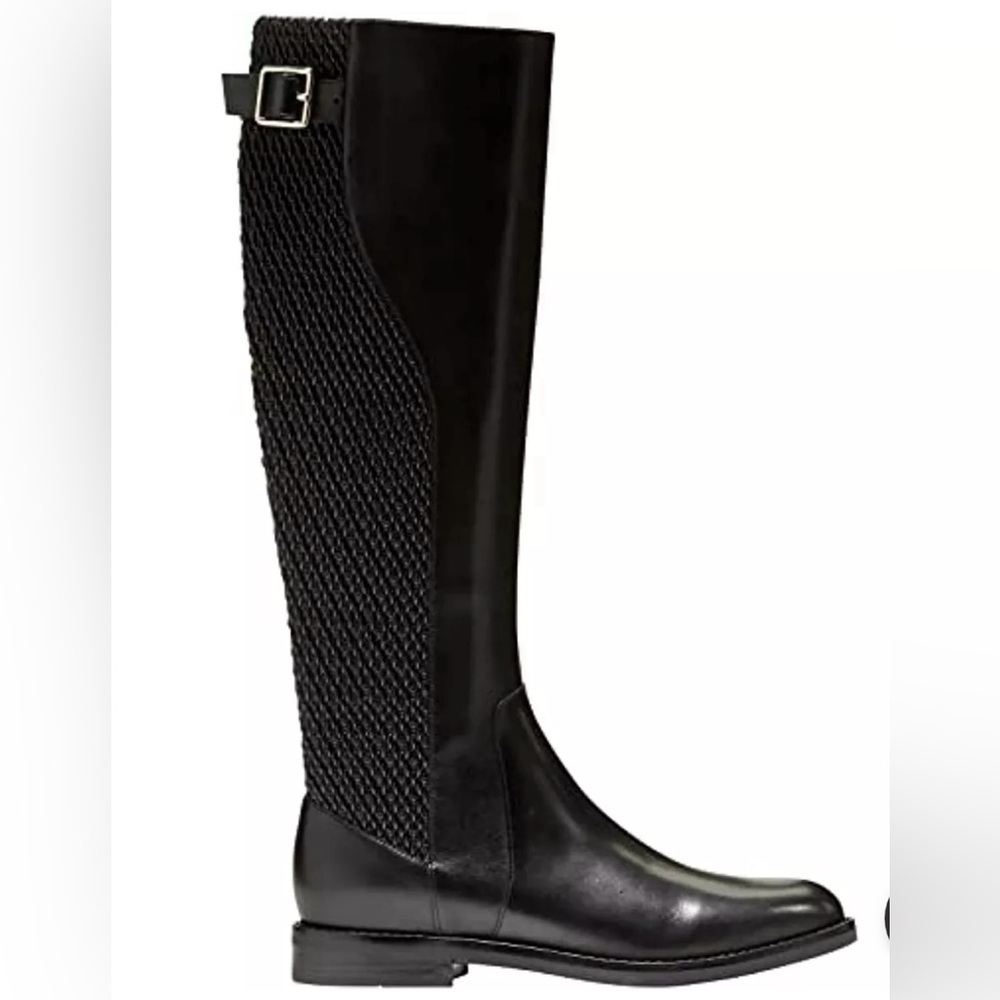 COLE HAAN Idah Equestrian Riding Tall Black Leather Boots, W22265 Size 7.5